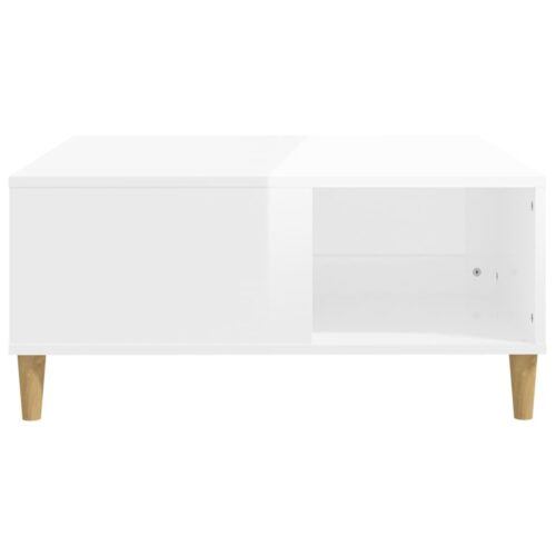 Coffee Table High Gloss White 80x80x36.5cm Engineered Wood - Image 6
