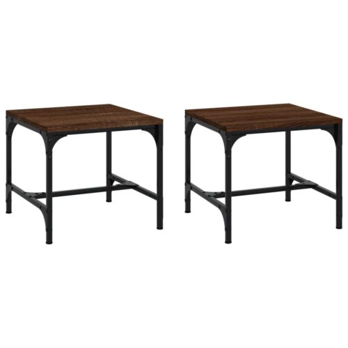 Side Tables 2pcs Brown Oak 40x40x35cm Engineered Wood - Image 2