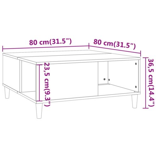 Coffee Table High Gloss White 80x80x36.5cm Engineered Wood - Image 8