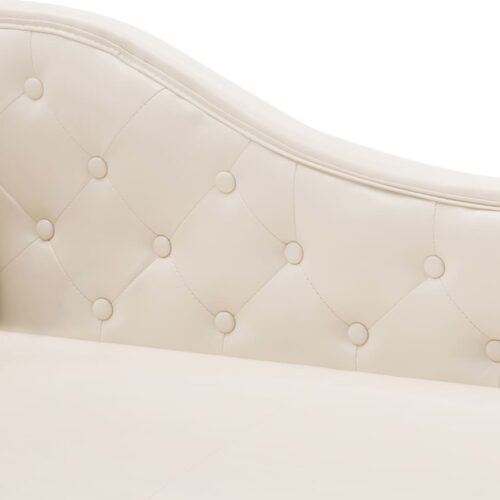 Chaise Longue Cream White Faux Leather - Image 6