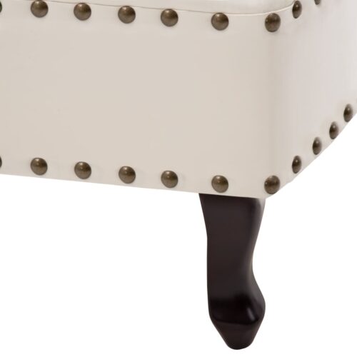 Chaise Longue Cream White Faux Leather - Image 7