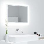 LED Bathroom Mirror High Gloss White 60x8.5x37cm Acrylic
