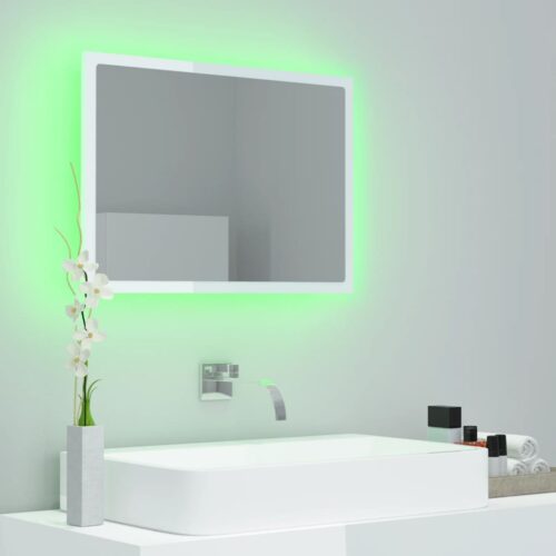 LED Bathroom Mirror High Gloss White 60x8.5x37cm Acrylic - Image 10