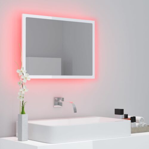 LED Bathroom Mirror High Gloss White 60x8.5x37cm Acrylic - Image 11