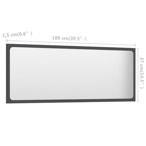 Bathroom Mirror Grey 100x1.5x37cm Engineered Wood - Image 5