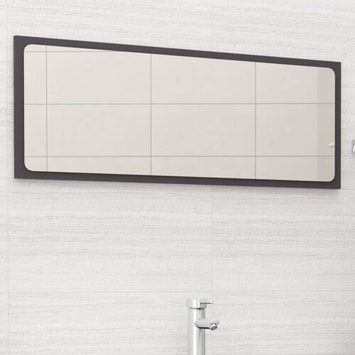 Bathroom Mirror Grey 100x1.5x37cm Engineered Wood - Image 6