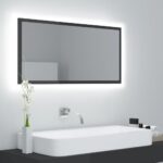 LED Bathroom Mirror High Gloss Grey 90x8.5x37cm Acrylic