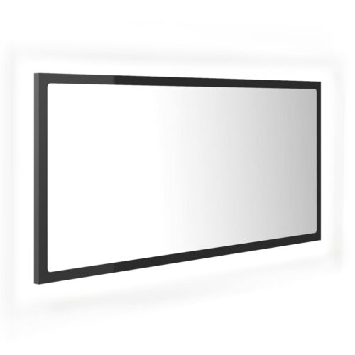LED Bathroom Mirror High Gloss Grey 90x8.5x37cm Acrylic - Image 2