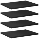 Bookshelf Boards 4pcs High Gloss Black 40x30x1.5cm Engineered Wood
