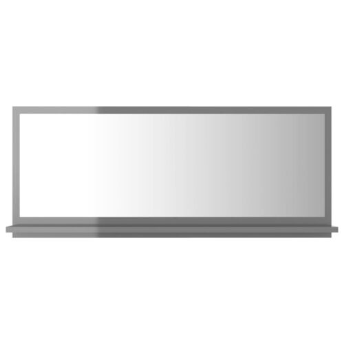 Bathroom Mirror High Gloss Grey 90x10.5x37cm Engineered Wood - Image 2
