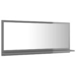 Bathroom Mirror High Gloss Grey 90x10.5x37cm Engineered Wood