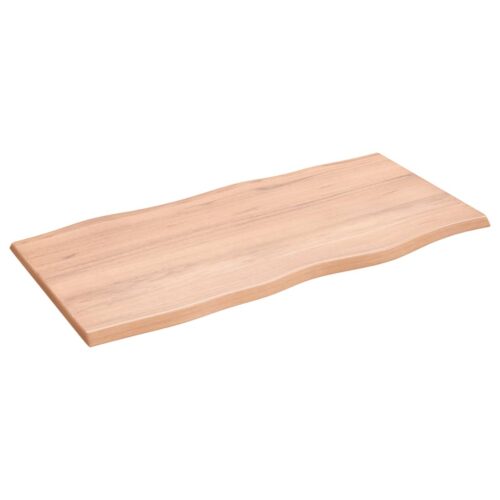 Table Top Light Brown 100x50x2cm Treated Solid Wood Oak DIY Desk Panel Board - Image 2