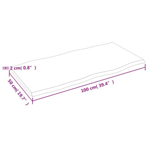 Table Top Light Brown 100x50x2cm Treated Solid Wood Oak DIY Desk Panel Board - Image 5