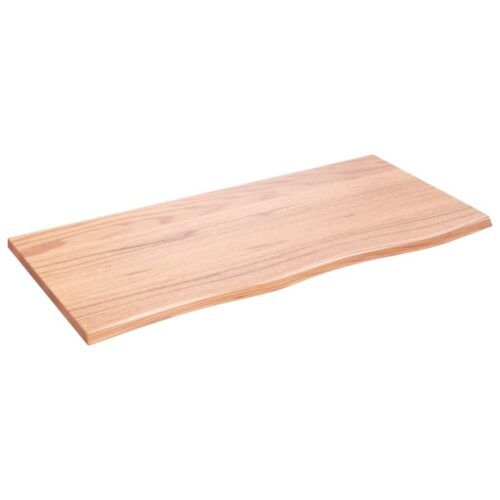 Table Top Light Brown 100x50x2cm Treated Solid Wood Oak DIY Desk Panel Board - Image 2