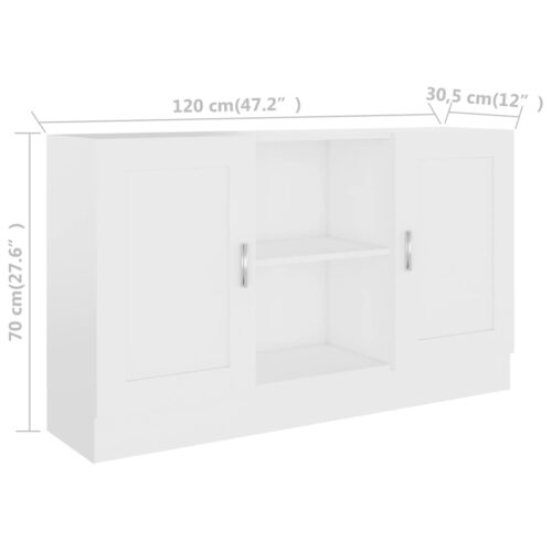 Sideboard White 120x30.5x70cm Engineered Wood - Image 8