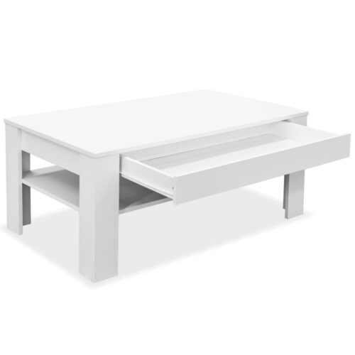 Coffee Table Engineered Wood 110x65x48cm White - Image 4