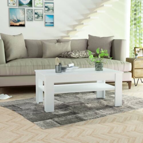 Coffee Table Engineered Wood 110x65x48cm White - Image 6