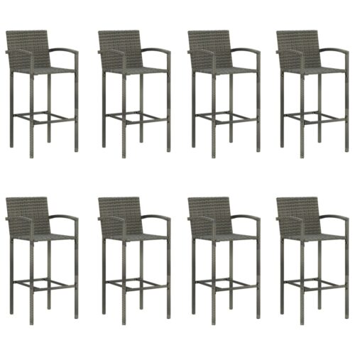 9-Piece Garden Bar Set Grey Outdoor Patio Furniture - Image 7