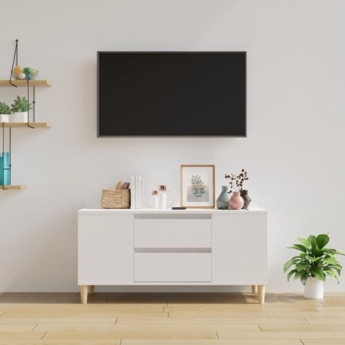 TV Cabinet White 102x44.5x50cm Engineered Wood - Image 3