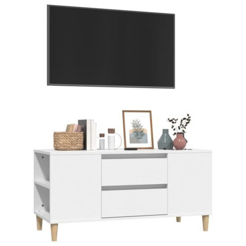 TV Cabinet White 102x44.5x50cm Engineered Wood - Image 4