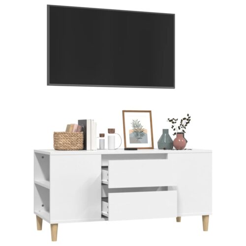 TV Cabinet White 102x44.5x50cm Engineered Wood - Image 5