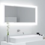 LED Bathroom Mirror High Gloss White 100x8.5x37cm Acrylic