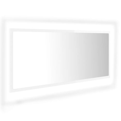 LED Bathroom Mirror High Gloss White 100x8.5x37cm Acrylic - Image 2
