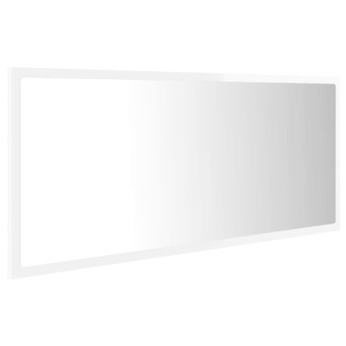 LED Bathroom Mirror High Gloss White 100x8.5x37cm Acrylic - Image 6