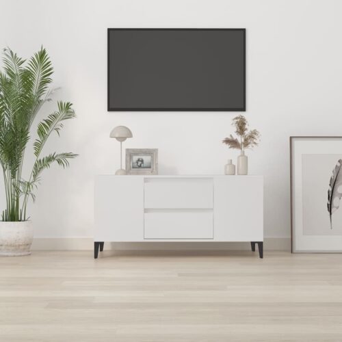 TV Cabinet White 102x44.5x50cm Engineered Wood - Image 3