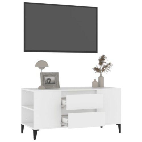 TV Cabinet White 102x44.5x50cm Engineered Wood - Image 5
