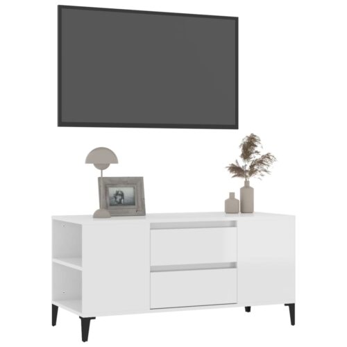 TV Cabinet High Gloss White 102x44.5x50cm Engineered Wood - Image 4