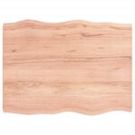 Table Top Light Brown 80x60x(2-4)cm Treated Solid Wood DIY Desk Panel Board