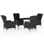 5-Piece Garden Dining Set Dark Grey