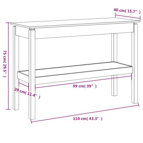Console Table 110x40x75cm Solid Wood Pine - Image 7