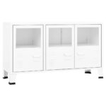 Industrial Sideboard White 105x35x62cm Metal Glass
