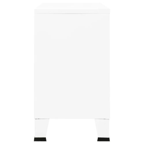 Industrial Sideboard White 105x35x62cm Metal Glass - Image 4