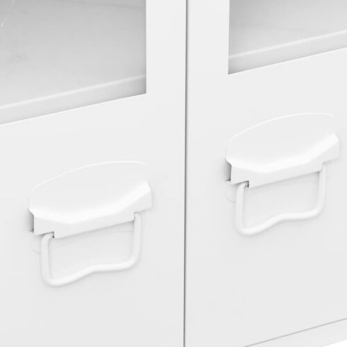 Industrial Sideboard White 105x35x62cm Metal Glass - Image 7