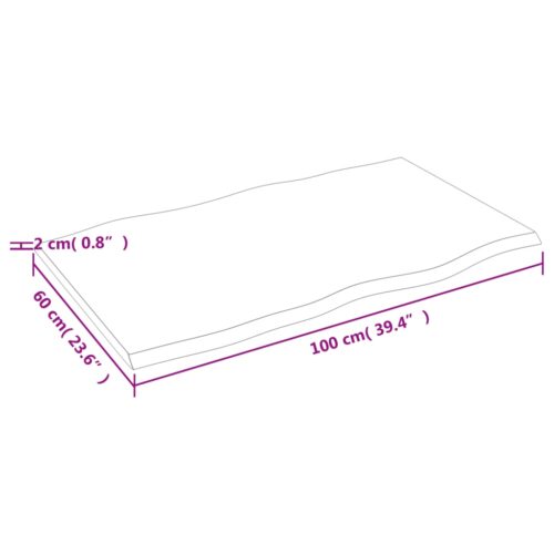 Table Top Light Brown 100x60x2cm Treated Solid Wood Oak DIY Desk Panel Board - Image 5