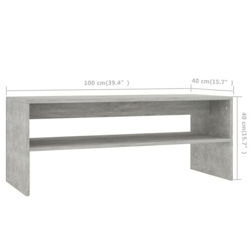 Coffee Table Concrete Grey 100x40x40cm Engineered Wood - Image 6