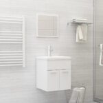 2-Piece Bathroom Furniture Set White Engineered Wood