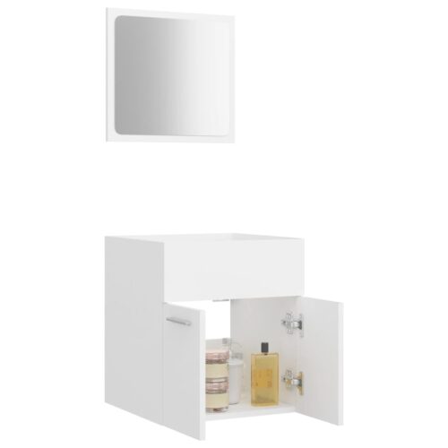 2-Piece Bathroom Furniture Set White Engineered Wood - Image 4