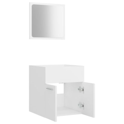 2-Piece Bathroom Furniture Set White Engineered Wood - Image 5