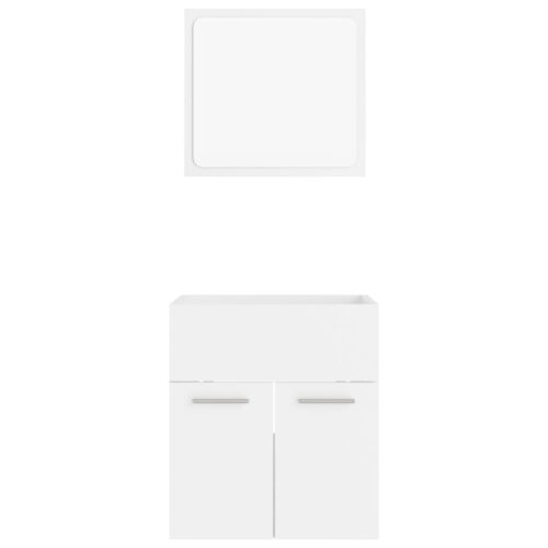 2-Piece Bathroom Furniture Set White Engineered Wood - Image 6