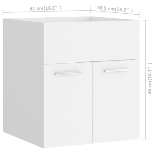2-Piece Bathroom Furniture Set White Engineered Wood - Image 11