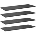 Bookshelf Boards 4pcs High Gloss Grey 80x30x1.5cm Engineered Wood