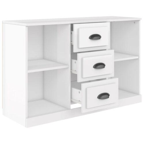 Sideboard High Gloss White 104.5x35.5x67.5cm Engineered Wood - Image 3