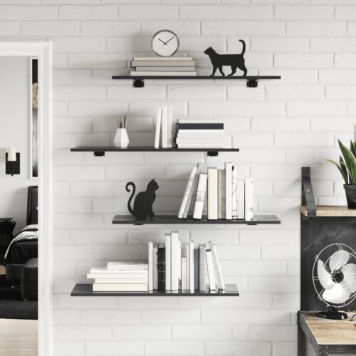 Bookshelf Boards 4pcs High Gloss Grey 80x30x1.5cm Engineered Wood - Image 10