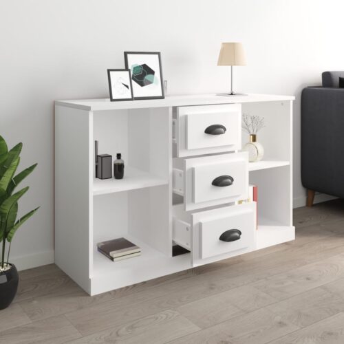 Sideboard High Gloss White 104.5x35.5x67.5cm Engineered Wood - Image 6