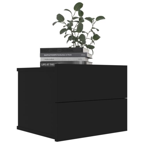 Bedside Cabinet Black 40x30x30cm Engineered Wood - Image 3