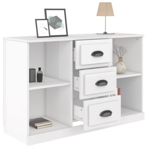 Sideboard High Gloss White 104.5x35.5x67.5cm Engineered Wood - Image 7